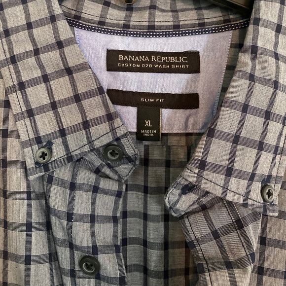 Banana Republic custom 078 wash shirt slim fit gray/black buttoned down size XL - Picture 2 of 5